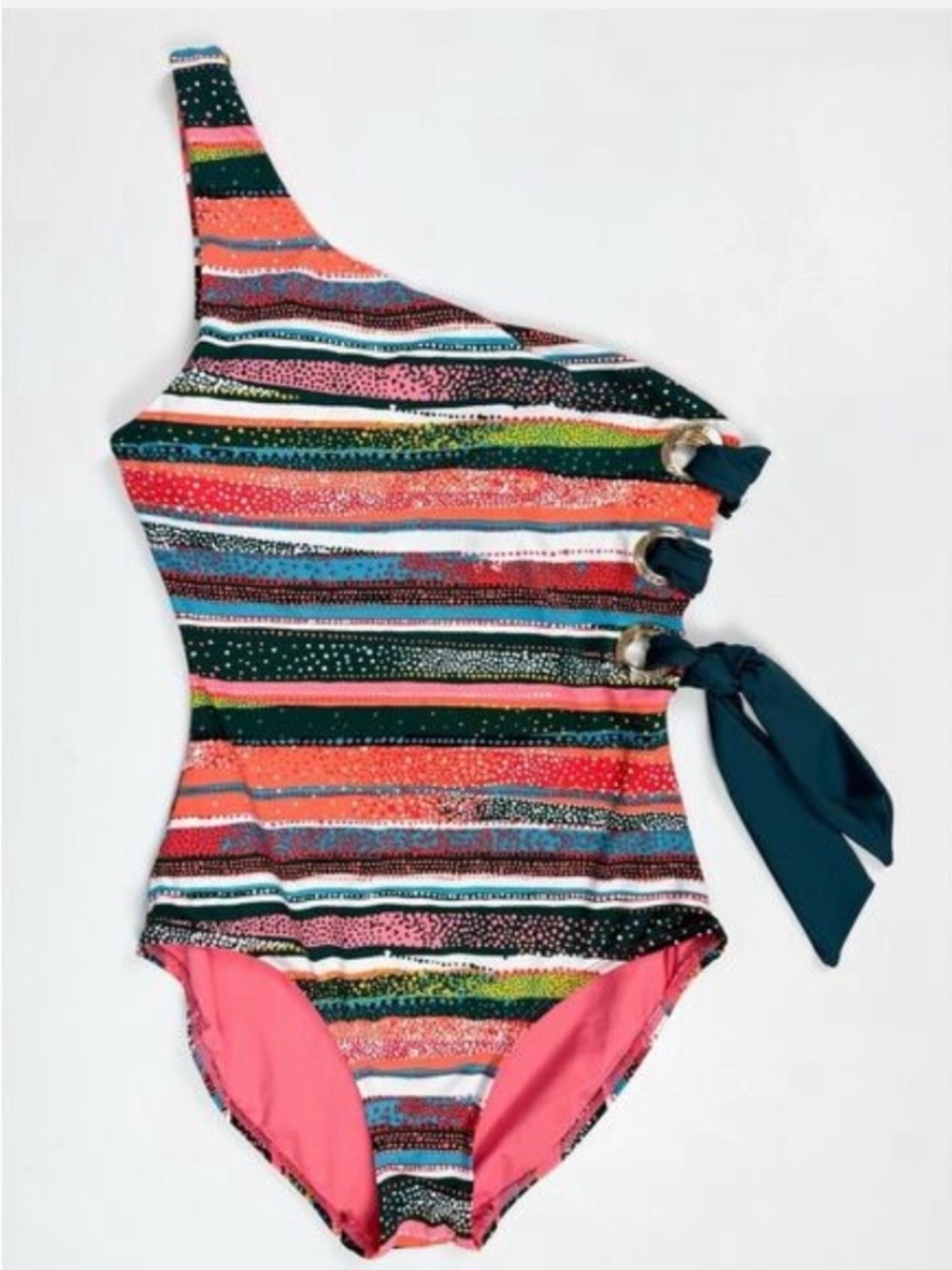 Anne Cole One-Shoulder Multicolor Striped One-Piece Swimsuit